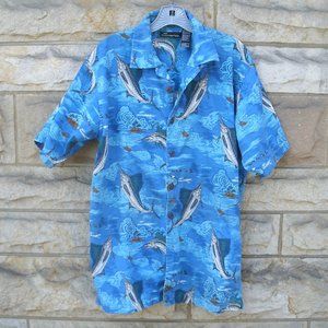 Mens Swordfish Casual Button Down Shirt size M